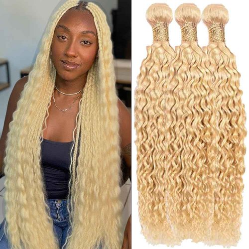 Habiliana Bundles Human Hair 24 26 28 Inch Jerry Curly Wave Blonde 613 Human Hair Bundles 11A Unprocessed Brazilian Virgin Quick Weave Hair Extensions for Black Women