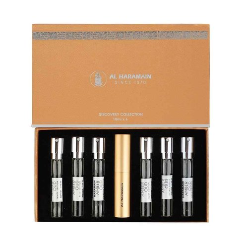 Al Haramain Discovery Collection - Amber Oud for Unisex Adult - 6 Pc Mini Gift Set 0.33oz Amber Oud,Perfume Atomiser