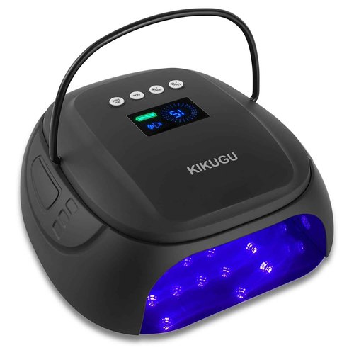 Kikugu Cordless UV LED Nail Lamp,126W Rechargeable Nail Dryer for Gel Nails,Fast Curing Lamp Manicure,Pedicure,Ideal for Nail Salon(Black)