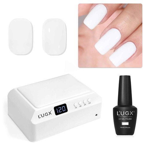 L'UGX Professional Nail Lamp with nail Arm Rest + White Gel Nail Polish
