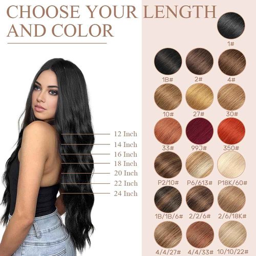 Tape in Hair Extensions Human Hair, Hair Extensions 18 Inch 20pcs Natural Black Remy Straight Human Hair Tape in Extensions Skin Weft Tape Extensions Human Hair