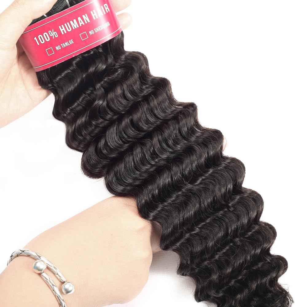 LUXEDIVA Deep Wave Bundles Human Hair 18 20 22 Inch Human Hair Bundles 12A 100% Unprocessed Brazilian Virgin Hair 3 Bundles Deal Curly Bundles Human Hair Deep Wave