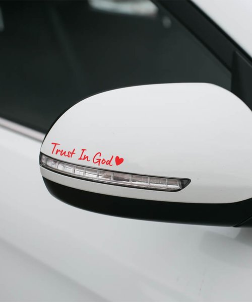 SCUARI 4PCS Car Stickers,Cars Decals,Car Accessories Trust in God Rearview Mirror Sticker,Auto Stickers and Decals,Auto Decals for Women,Trust in God Mirror Decoration,Fits Most Vehicles (Red)