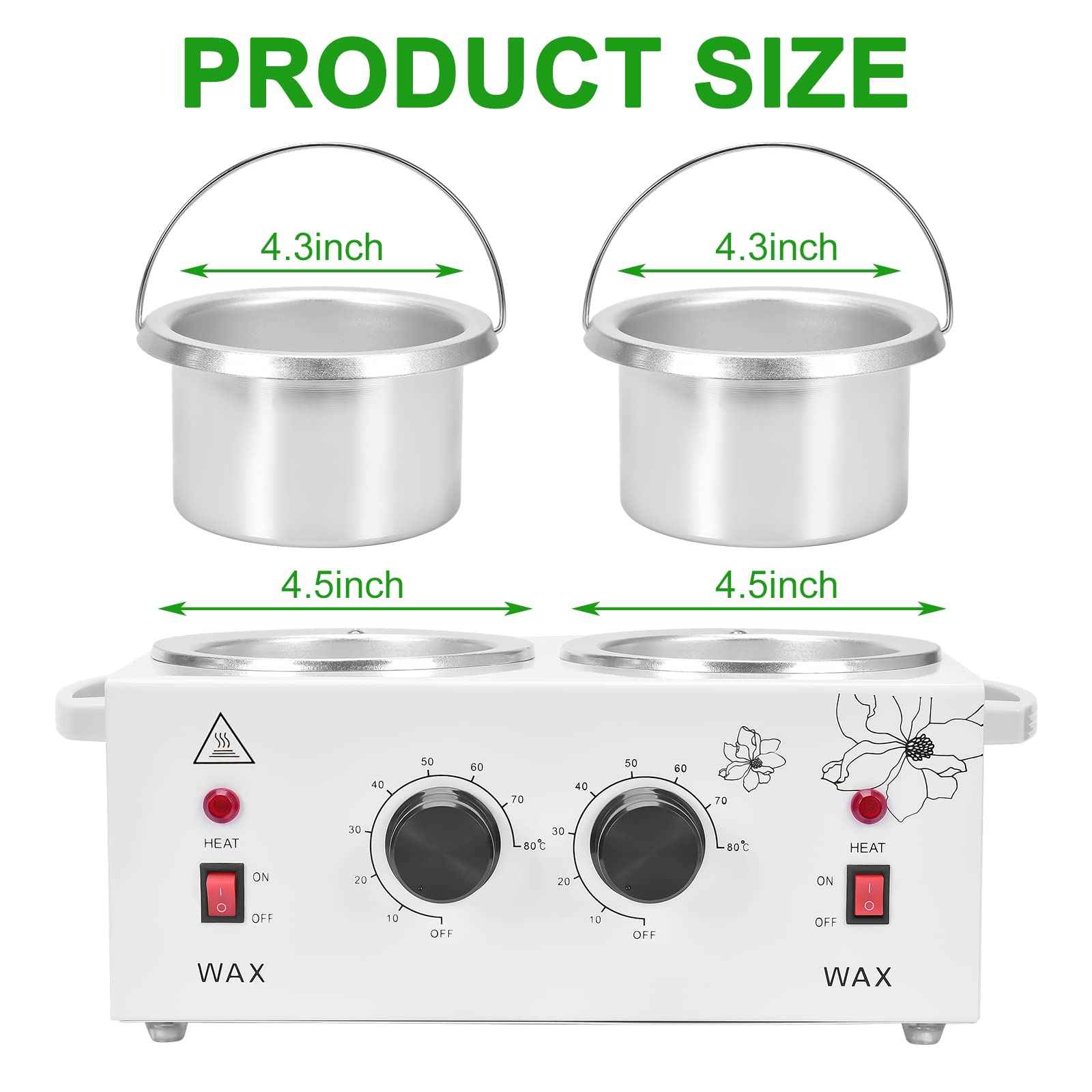 Panghuhu88 Panghuhu88 Double Professional Wax Warmer Pot,Dual Parrafin Waxing Machine, SPA Equipment Adjustable Temperature, Facial Skin Hair Removal Tool Set