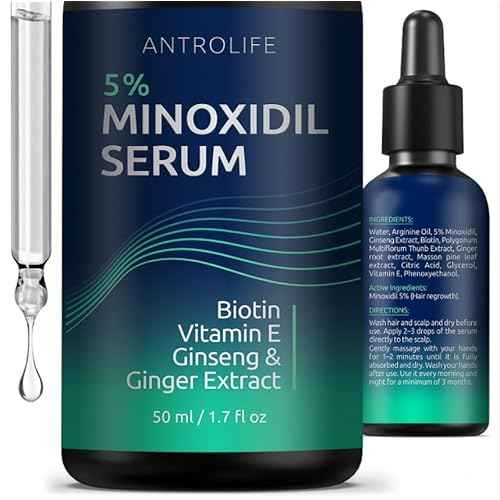 Minoxidil for Men 5% - Hair Growth, Beard Growth Kit Minoxidil 5 Percent + Vitamin E, Ginseng, Ginger Extract, Biotin Hair Growth Serum - Anti Hair Loss, Regrowth Treatment