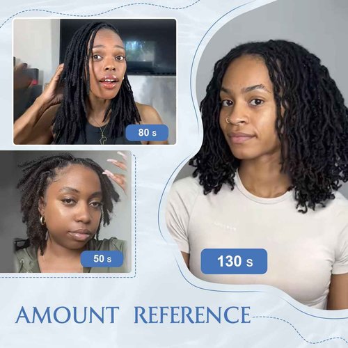 QUISDUIS 8 inch Loc Extensions Human Hair, 50 Strands Permanent Dreadlock Extension Human Hair 0.4cm Width 100% Full Handmade Dreads Can Be Dyed and Bleached Curled dreads extensions(black)