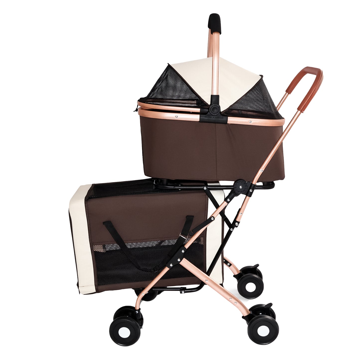 Double Pet Stroller for Dogs and Cats - Foldable, 3-in-1 Carrier with Shockproof Wheels