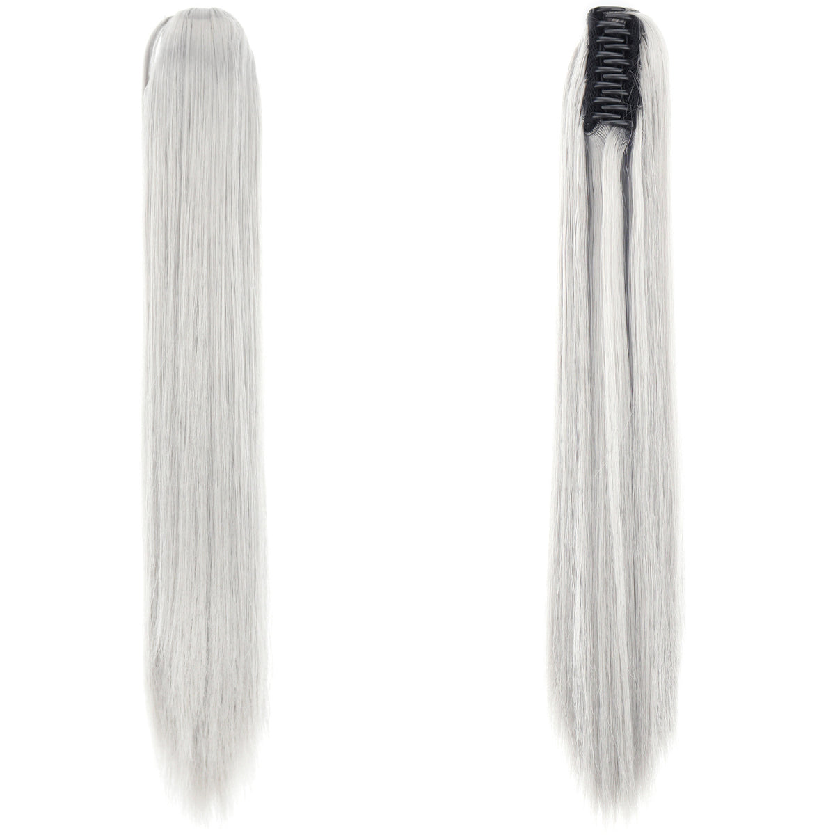 Long Straight Synthetic Wig with Ponytail Claw Clip - Chemical Fiber Hair Extension