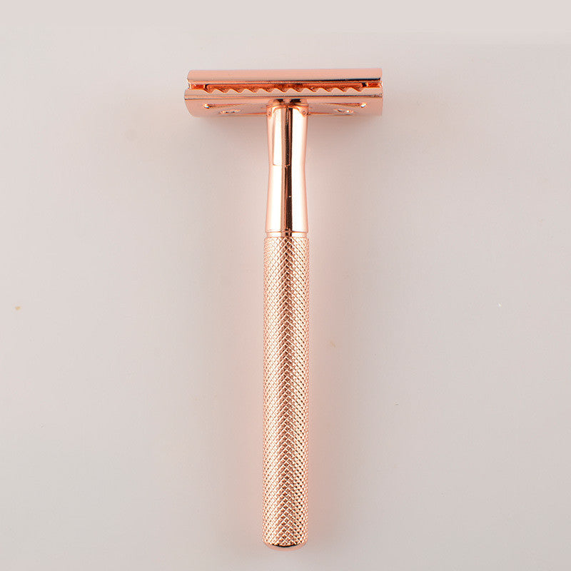 Retro Double-Sided Safety Razor with Diamond Pattern - Black