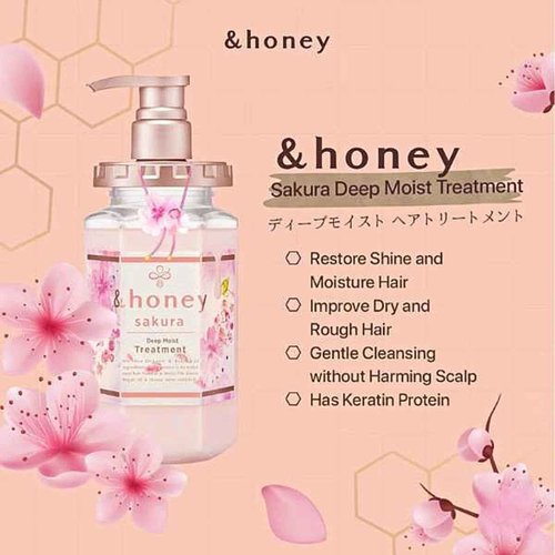 &honey Deep Moist Shampoo and Treatment Set, Sakura Edition with Hair Tie in Sprout Talk's package