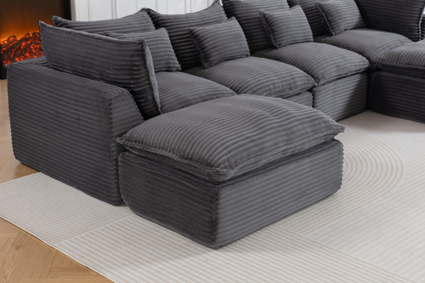 Oversized Modular Sectional Sofa - 129.8" Wide, Antique Grey