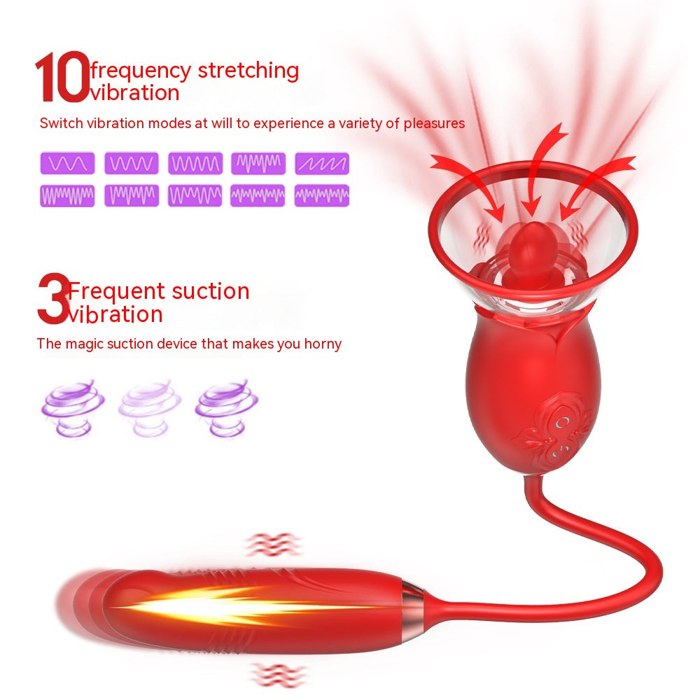 Double-Headed Sucking Tongue Licking Vibrator Device - Electric Silicone Adult Wellness