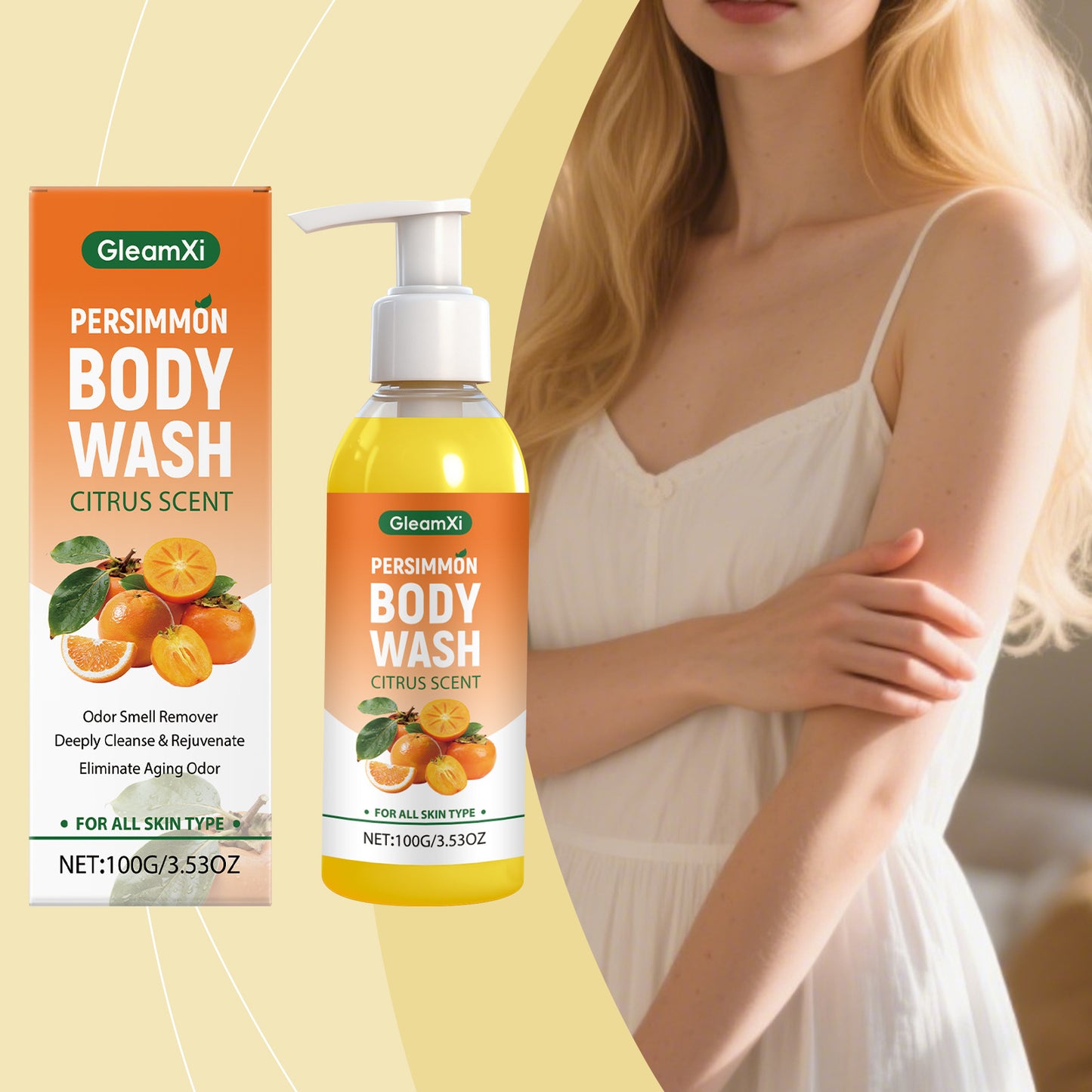 Refreshing Persimmon Body Wash - 100g Natural Skin Cleansing