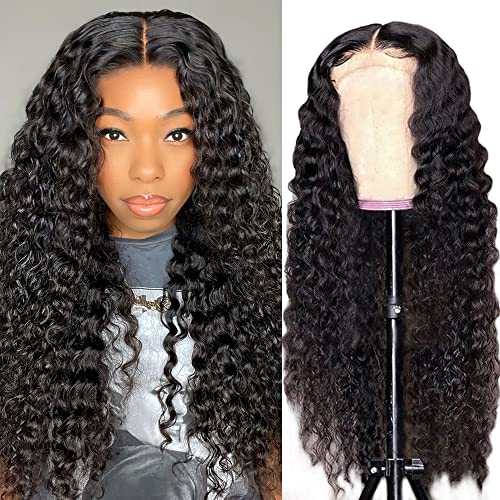 bangjazz Lace Front Wigs Human Hair Water Wave Wig 180% Density Brazilian Virgin Hair Pre Plucked with Baby Hair Wigs for Black Women Deep Water Wig 16 Inch Natural Color (16 Inch,Water Wave Wigs)