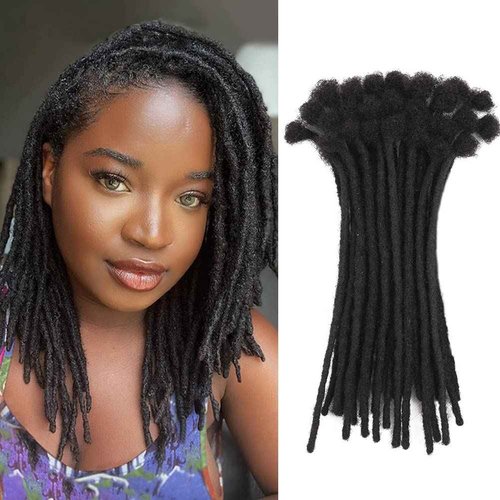6 Inch 100 Strands Loc Extensions Human Hair 100% Handmade Permanent Dreadlock Extensions for Women Men Can Be Curled and Bleached Loc Extension with Needle(width 0.6cm natrual color)