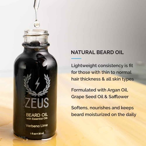 ZEUS Starter Beard Wash & Beard Oil Kit for Men, Softens, Hydrates & Moisturizes Facial Hair, Promotes Healthy Growth & Shine (Made In USA) Vanilla Rum
