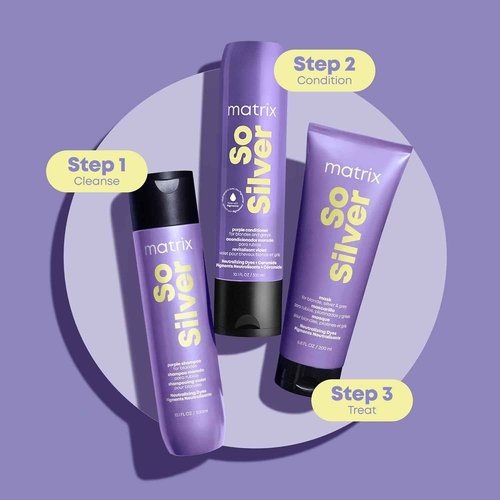 Matrix So Silver Purple Shampoo and Pigmented Conditioner Set | Removes Brassy Yellow Undertones | Toning Conditioner For Blondes and Greys | For Color Treated Hair | Premium Salon Conditioner | Vegan