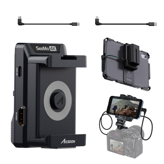 Accsoon SeeMo 4K HDMI Video Transmission System, 4K30/1080p60 Video Transmitter Adapter, iOS into On-Camera Monitor/Phone Monitor Screen, Real Time Live Streaming/Recording/Sharing-CD Card Reader