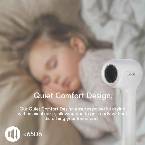 High Speed 1500W Ionic Hairdryer for Personal Care and Professional Salons, 110,000RPM Motor to Ensure Fast Drying, Lightweight & Ergonomic Design, White