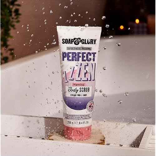 Soap & Glory Perfect Zen Exfoliating Body Scrub - Smoothing & Buffing Body Scrub - Lavender & Tonka Bean Scented Body Polish - Warming Exfoliating Scrub for Relaxation (250ml)