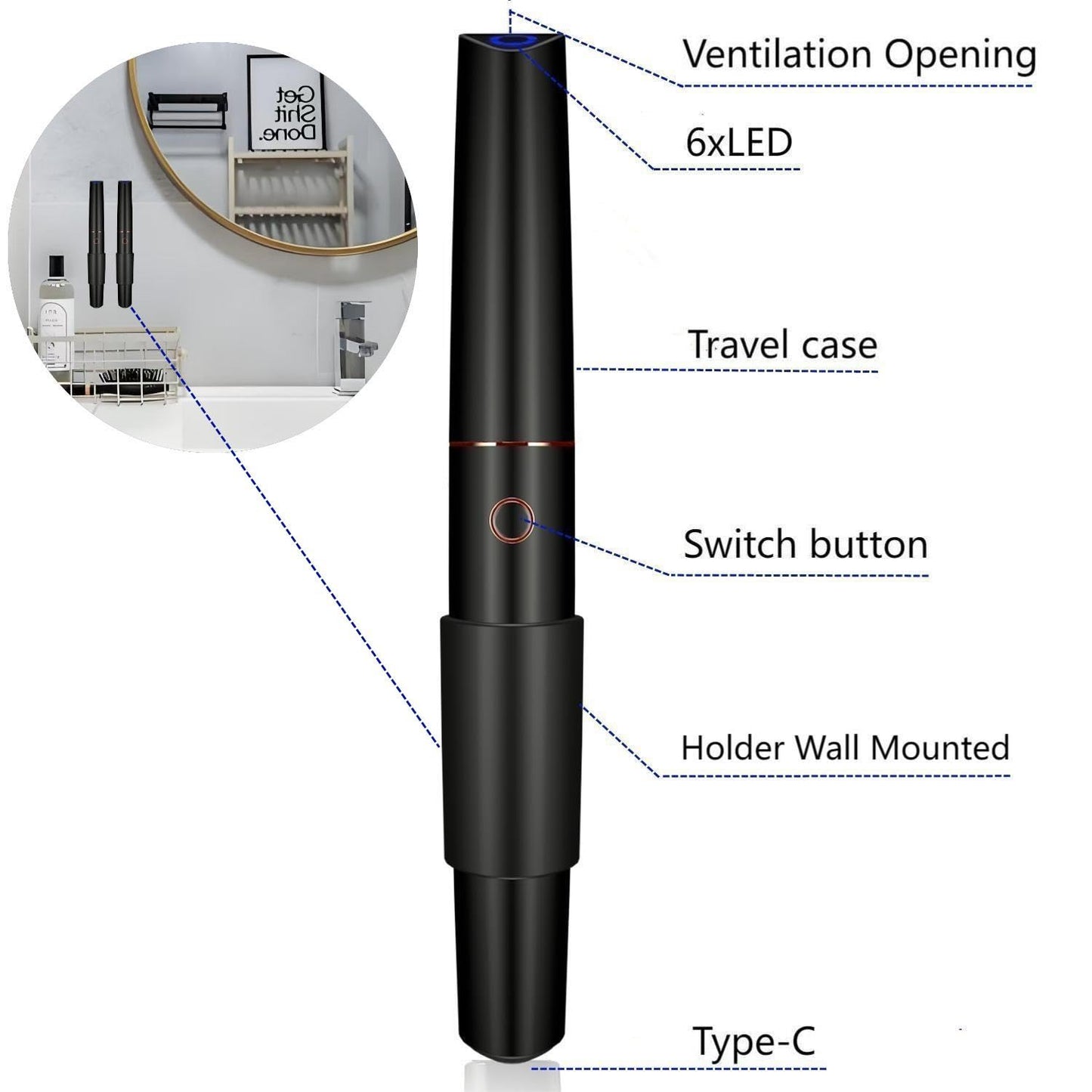 Generic JDHAVMOS Sonic Toothbrush-Rechargeable, Ultra Whitening 40,000 VPM Powerful Electric Toothbrush and Cleaning Station,Black(Pack of 4Brush Heads &1Travel Case &Toothbrush Holder)