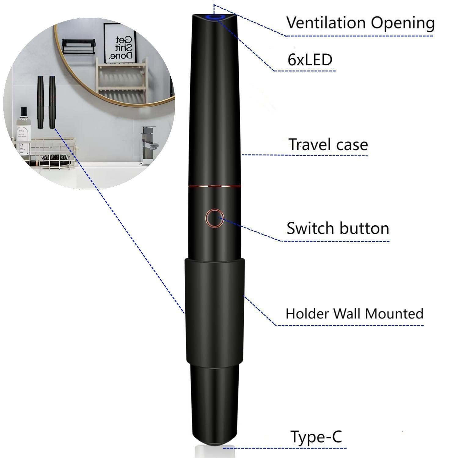 Generic JDHAVMOS Sonic Toothbrush-Rechargeable, Ultra Whitening 40,000 VPM Powerful Electric Toothbrush and Cleaning Station,Black(Pack of 4Brush Heads &1Travel Case &Toothbrush Holder)