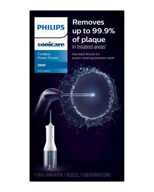 Philips Sonicare Water Flosser Cordless – Rechargeable Power Dental Waterflosser for Teeth, Portable Oral Irrigator with 3 Intensity Settings, 360° Rotating Nozzle – (White)
