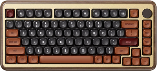 Akko MU02 Mechanical Keyboard with Walnut Wooden Case 75% RGB 2.4G Wireless/Bluetooth/Wired Hot-Swappable Gaming Keyboard with PBT Dye-Sub Keycaps for Mac & Win (Autumn, Rosewood Switch)