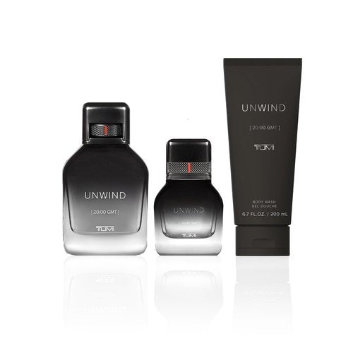 TUMI UNWIND [20:00 GMT] Gift Set - Warm Cologne & Body Wash for Men - 3.4 oz & 1.0 oz Eau de Parfum, 6.7 oz Body Wash