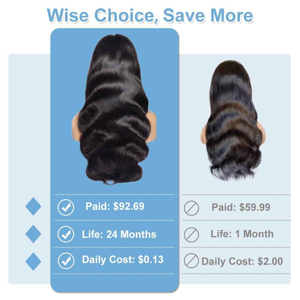 HOT STAR 13x6 Body Wave Lace Front Wigs,100% Real Human Hair [2-year life], HD Human Hair Lace Front Wigs for Black Women Glueless Wig Human Hair Pre Plucked with Baby Hair 26 Inch 200% Density