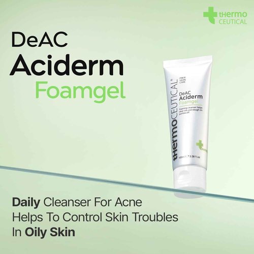 tHermoCEUTICAL DeAC Aciderm Foamgel – Acne Face Wash with Salicylic & Glycolic Acid | Oil‑Control Exfoliating Cleanser for Oily, Acne‑Prone Skin | Pore Care Cleansing Foam, 3.38 fl oz
