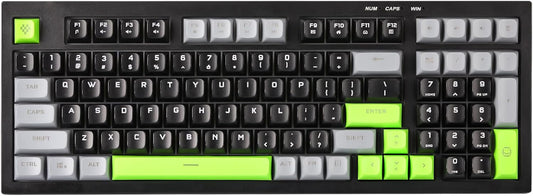 YUNZII D98 Membrane Gaming Keyboard,RGB Backlit,Full Numpad,Spill Resistance,Anti-ghosting,USB Wired,98 Keys for PC Gaming Office(Black&Green)