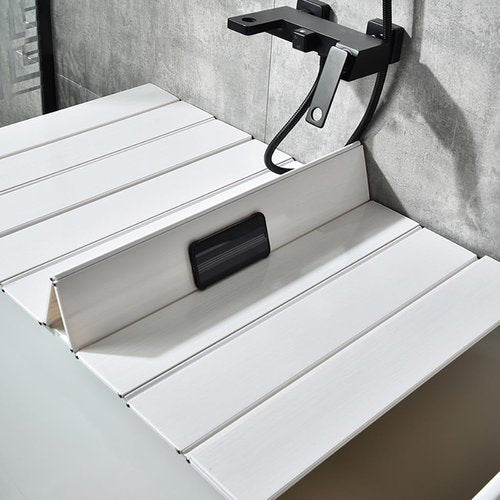 Adjustable Foldable Dust-Proof Bathtub Cover White,Waterproof Shutter Bathtub Tray & Laptop Desk 2 in 1 Fits Most Tubs,Modern Bath Tub Racks for Home (0.7Mx1.7M（2.3FTx5.58FT）, 0.24in Thick)