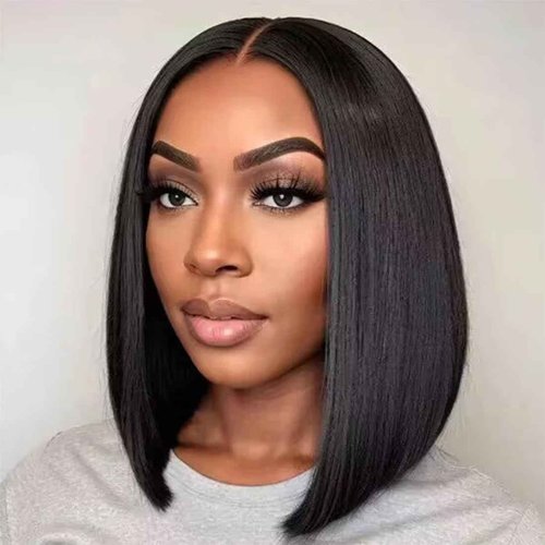 ISEE Hair M Cap 9x6 Bob Wig Human Hair Glueless Wigs Pre Plucked Pre Cut HD Lace Front Glueless Wigs Human Hair 180% Density Short Straight Bob Wigs for Black Women 12 inch