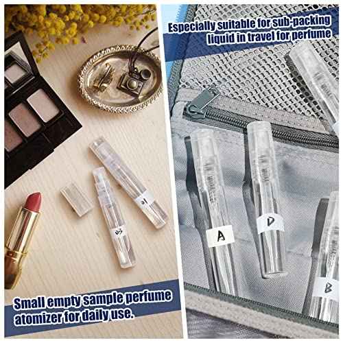 Fandamei Mini Spray Bottle, 10 Pack 5ml Mini Plastic Spray Bottle Empty, Fine Mist Refillable Mini Perfume Bottle, Perfume Atomizer, Small Sample Containers, Plastic Portable Travel Bottle, Clear