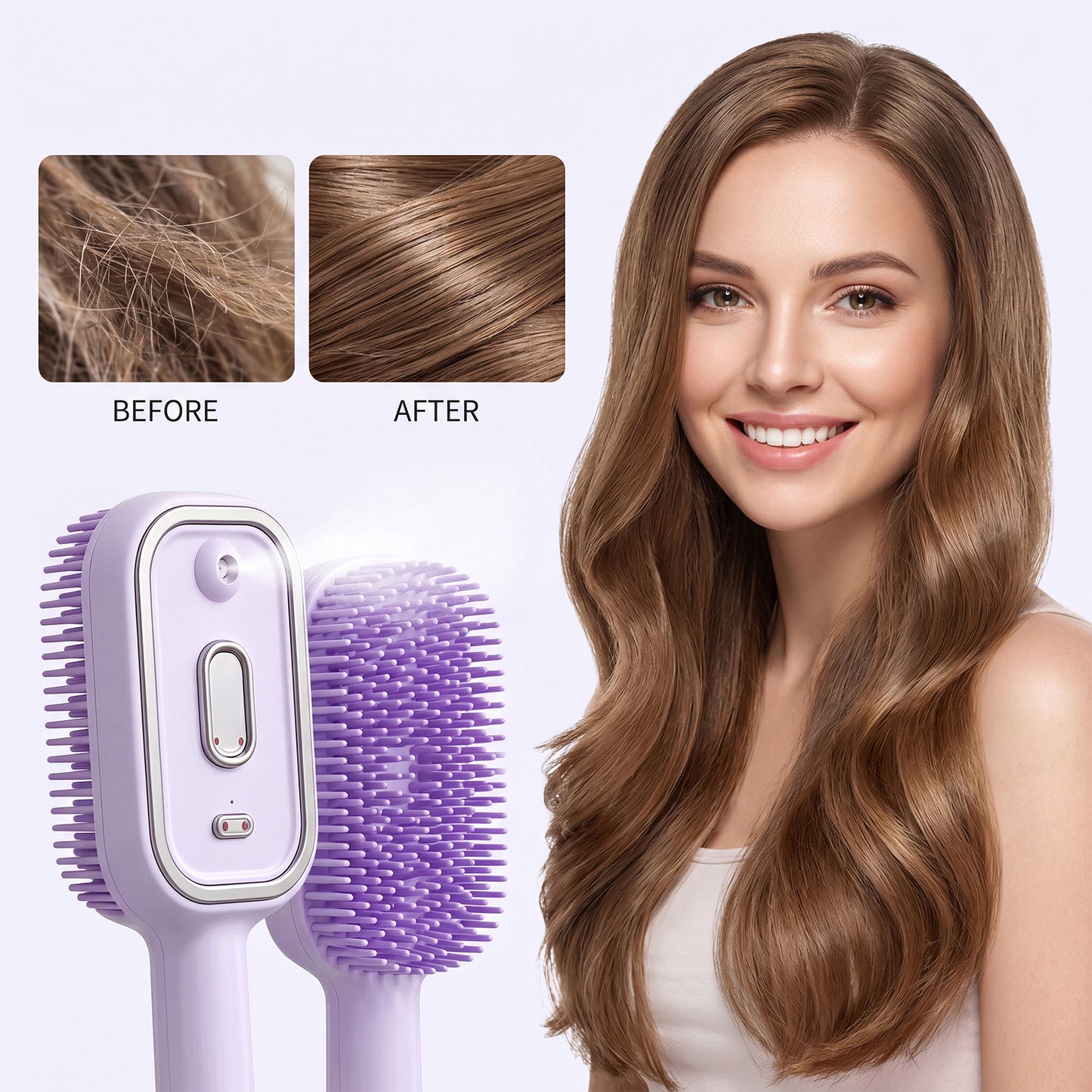 Electric Mist Massage Comb for Face Skin Care - Purple