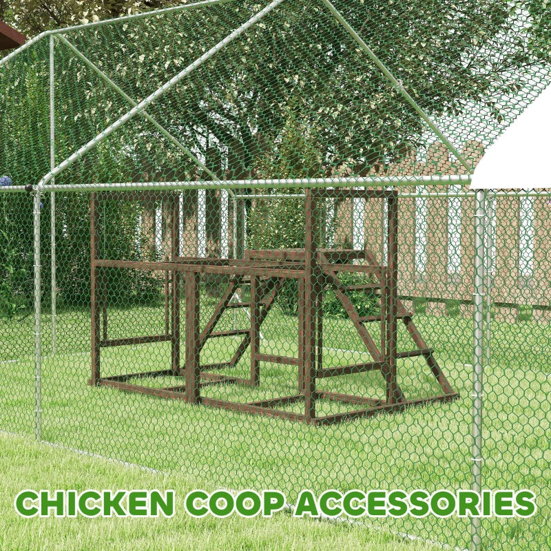 Chicken Play Set with Perches Swing Ladder and Platform for 3-4 Chickens - Coffee