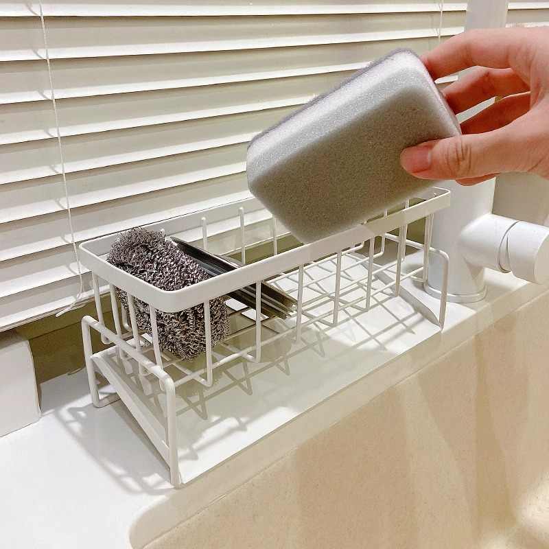 Kitchen Storage Rack with Drainage - White, 1 Layer Home Organizer