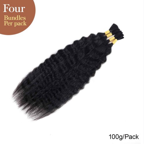 Wet and Wavy Human Braiding Hair Super Wave Bulk Hair For Braiding No Weft 100g (1Pack-4PCS) Super French Human Braiding Hair For Boho Braids (Super Wave（#1b）, 24 Inch)