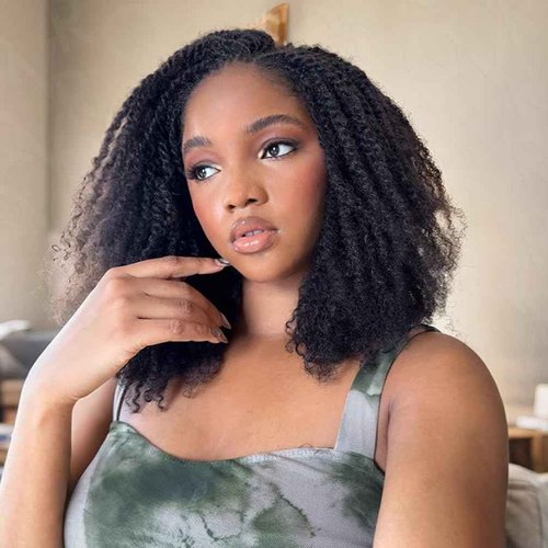 QVR Afro Kinkys Bulk Human Hair for Dreadlock Extensions Repair Locs 150 Gram, Natural Black 12inches Mini Spring Twist Braiding Afro Kinky Human Hair for LocKs