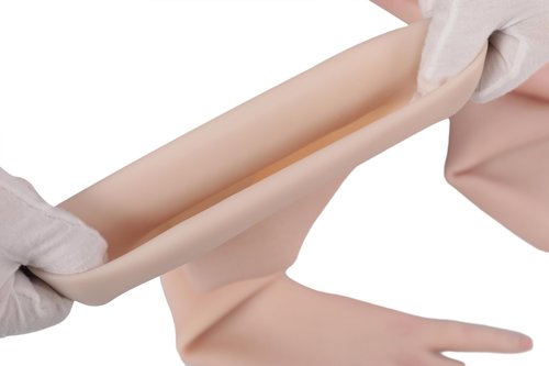 EQAIWUJIE Realistic Silicone Gloves for Crossdressers or prosthetics Soft Silicone Gloves Fake Female Hand (Left Arm, Tan)