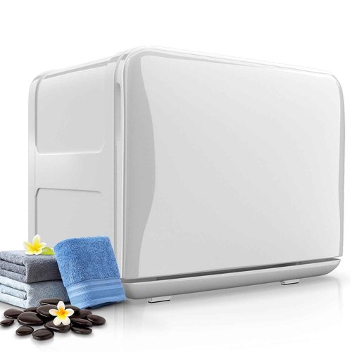 Utenzi Hot Towel Warmer, 8.5L Mini Towel Warmer Cabinet, Professional Small Towel Heating Box with Stainless Steel Rack, Premium Towel Heater for Spa, Beauty Salon, Barber, Massage, Gym, Home, White