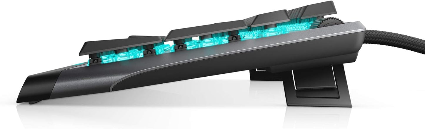 Alienware Low-Profile RGB Gaming Keyboard AW510K Light, Alienfx Per Key RGB Lighting, Media Controls and USB Passthrough, Cherry MX Low Profile Red Switches, Lunar light