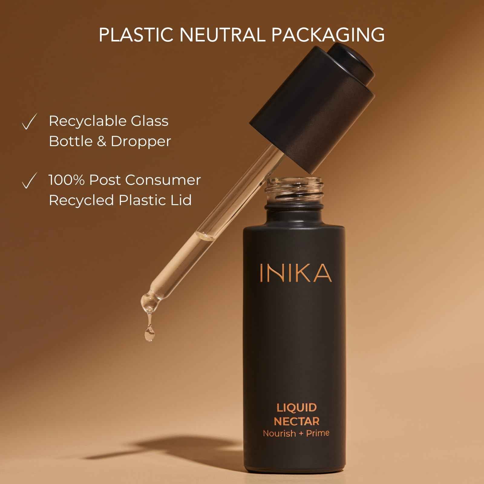 INIKA Organic Liquid Nectar Primer | 3 in 1 Skincare Makeup Hydrid to Prime, Nourish and Boost Glow. Silky Vegan Formula Instantly Smooths & Evens Skin Tone. 30mL