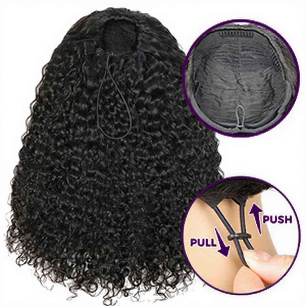 Half Wig Human Hair Water Wave 220% Density 3 In 1 Seamless Flip Over with Adjustable Drawstring 18 Inch Wear Go Glueless Wigs Wet and Wave Curly Half Wigs for Women Headband Wig Beginner Friendly