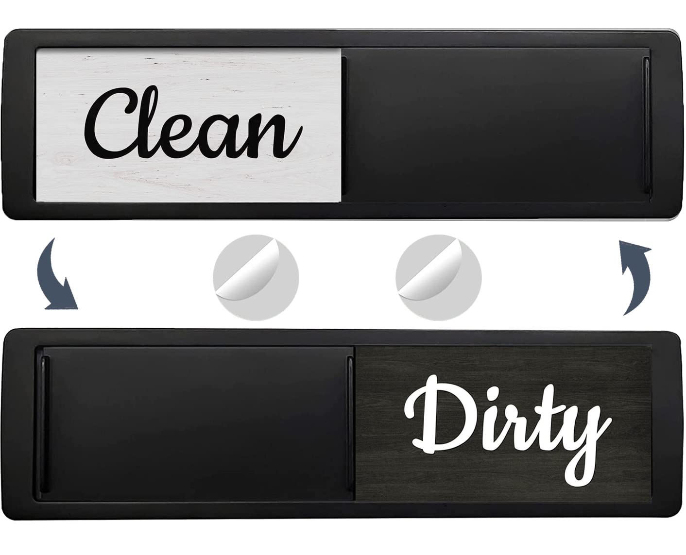 Oxepleus Dishwasher Magnet Clean Dirty Sign, Farmhouse Rustic Wood Design Black and White Non-Scratch/Easy to Read & Slide/Strong Magnetism Kitchen Storage and Decoration Accessories (B-Black)