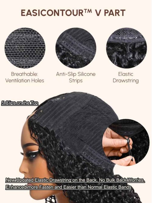 UNICE EasiContour V Part Wigs Human Hair Yaki Straight Glueless Clip in Vpart Human Hair Wig No Sew in No Glue Ombre Chestnut Brown Beginner Friendly 150% Density 20 inch