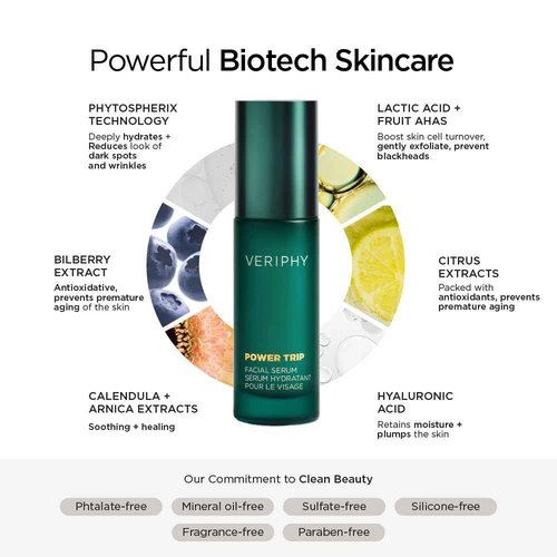 Veriphy Exfoliating AHA Facial Serum | Hydrating & Brightening Solution for Dark Spots, Fine Lines, and Wrinkles | Anti-Aging Hyaluronic Acid Serum for Face | Night Face Serum