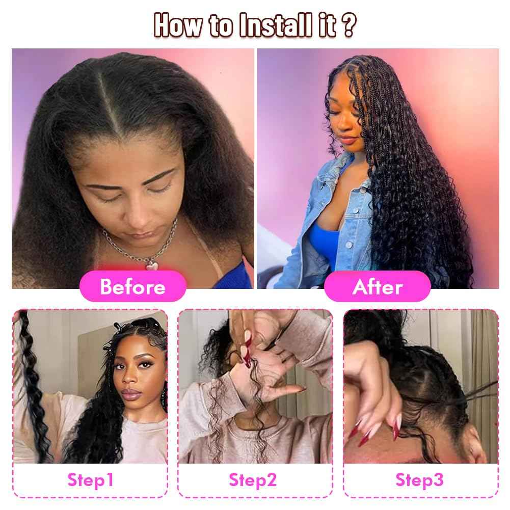 Human Braiding Hair for Boho Braids 22 Inch Curly Deep Wave Bulk Human Hair for Braiding 100% Human Hair for Braiding Hair Wet and Wavy Boho Knotless Braids Hair No Weft 2 Bundles/Pack