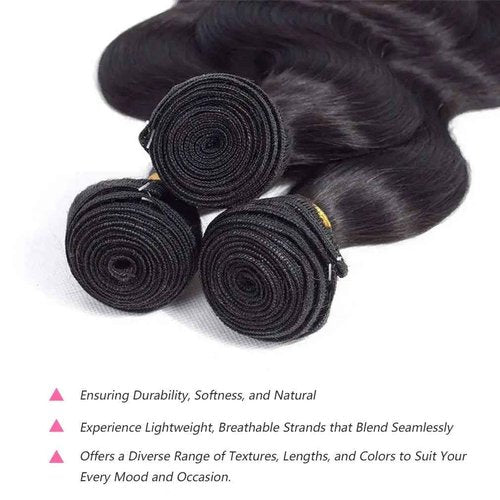 Selina 3 Bundles Human Hair 24 24 24 Inch Brazilian Body Wave Bundles 300g Remy Hair Natural Black Color (24 24 24Inch, Body Wave)